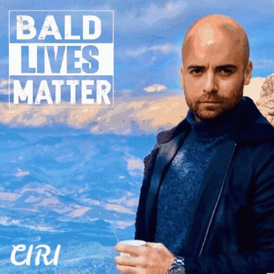 Bald Man Standing Under Bald Lives Matter GIF