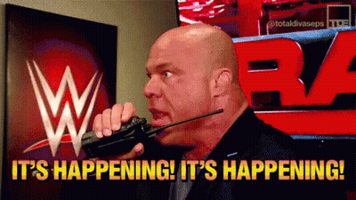 Bald Man Talking Into Walkie Talkie Saying It's Happening GIF