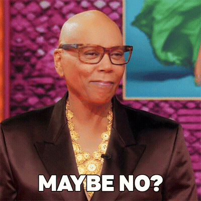 Bald Man Wearing Glasses And Necklace Says Maybe No GIF