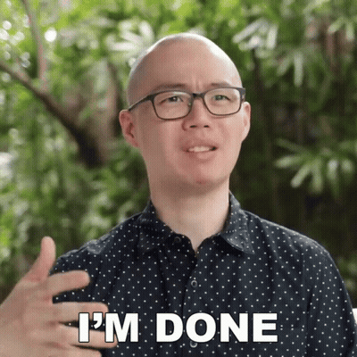 Bald Man Wearing Glasses And Polka Dot Shirt Says Im Done GIF