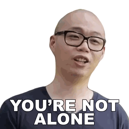 Bald Man Wearing Glasses Saying You Are Not Alone Sticker