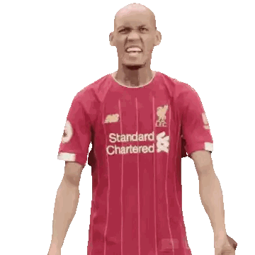 Bald Man Wearing Red Standard Chartered Shirt Sticker