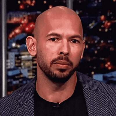 Bald Man With Beard And Mustache In Suit Looking At Camera GIF