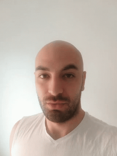 Bald Man With Beard And White Shirt GIF