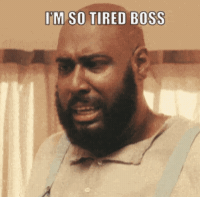 Bald Man With Beard Crying I'm So Tired Boss GIF