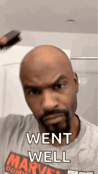 Bald Man With Beard Holding Brush Saying Went Well GIF