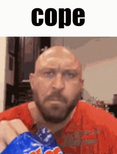 Bald Man With Beard Holding Chips With Cope GIF