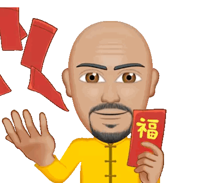 Bald Man With Beard Holding Red Envelope Fortune Sticker