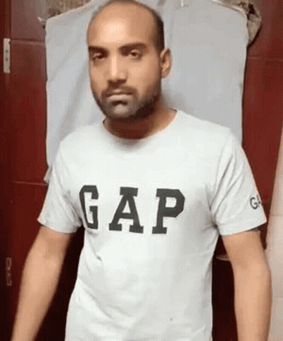 Bald Man With Beard In Gap T-Shirt GIF