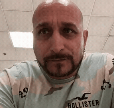 Bald Man With Beard In Hollister T-Shirt GIF