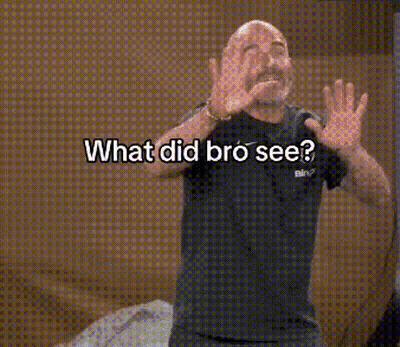 Bald Man With Beard Making Funny Face Saying What Did Bro See GIF