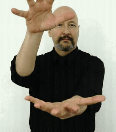 Bald Man With Beard Reaching Out Hands GIF