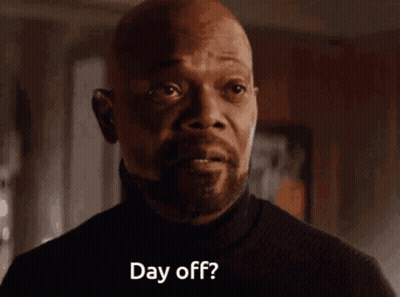 Bald Man With Beard Saying Day Off GIF