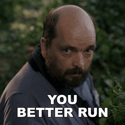 Bald Man With Beard Says You Better Run GIF