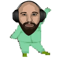 Bald Man With Beard Wearing Headphones Sticker