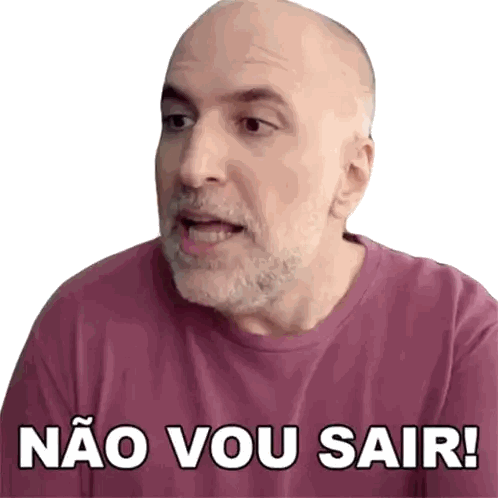 Bald Man With Beard Wearing Nao Vou Sair Shirt Sticker