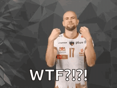 Bald Man With Beard Wearing WTF Shirt GIF