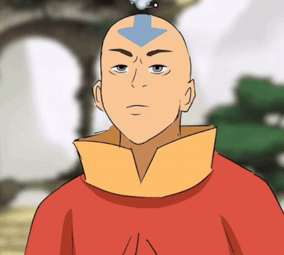 Bald Man With Blue Arrow On Head Red Shirt GIF