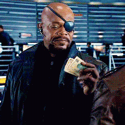 Bald Man With Eye Patch Holding Stack Of Money GIF