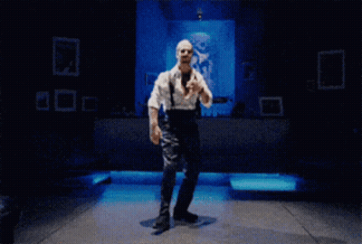 Bald Man With Glasses And Beard Blue Background GIF