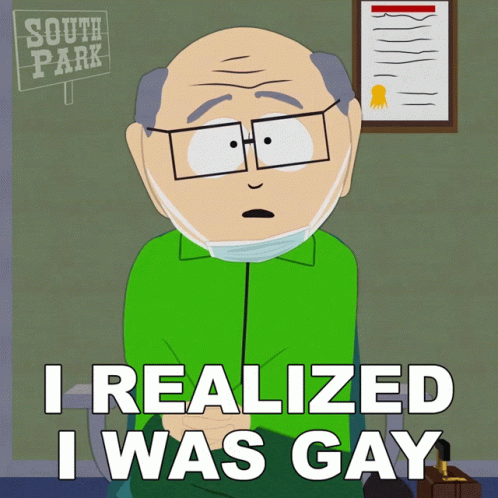 Bald Man With Glasses And Mask Says I Realized I Was Gay GIF