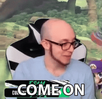 Bald Man With Glasses Beard And Come On Sign GIF