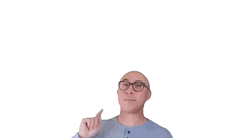 Bald Man With Glasses Pointing Upwards Sticker