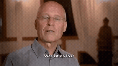 Bald Man With Glasses Says Was Ist Da Los GIF