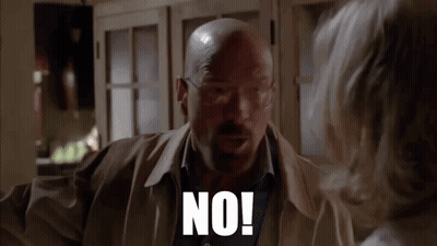Bald Man With Glasses Talking To Woman Saying No GIF