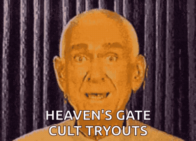Bald Man With Heaven's Gate Cult Tryouts GIF