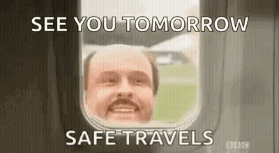 Bald Man With Mustache Looking Out Plane Window GIF