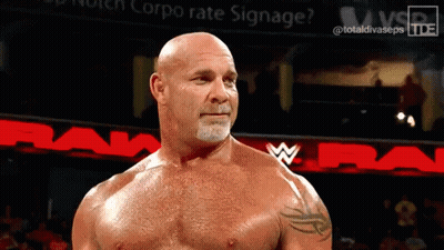 Bald Man Without Shirt Standing In Front Of Sign Saying Corporate Signage GIF