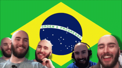 Bald Men Smiling With Brazilian Flag GIF