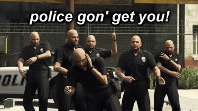 Bald Police Officers In Front Of Police Car GIF