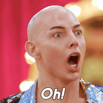 Bald Woman Surprised Saying Oh GIF