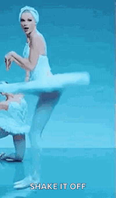 Ballerinas Dancing On Blue Background Holding Hands GIF