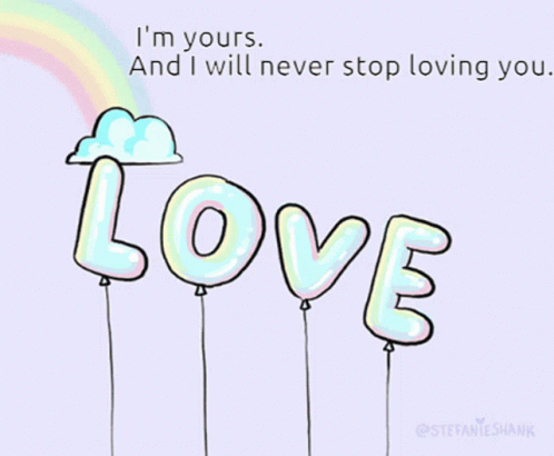 Balloons Spelling Love With Rainbow Background GIF