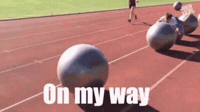 Balls On Track Saying On My Way GIF