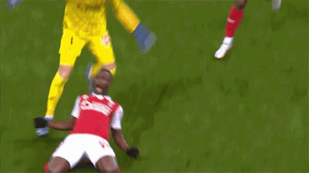Balogun Power Slides Then Celebrates GIF