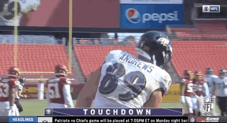 Baltimore Ravens Mark Andrews High Jump Bump GIF