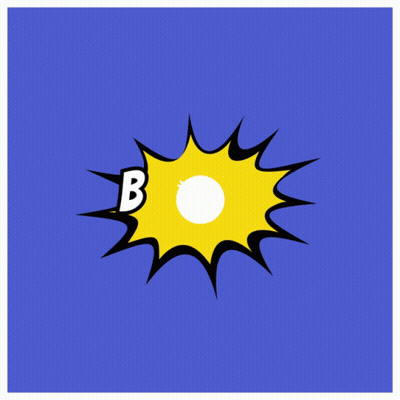 Bam In Black And White On Blue And Yellow GIF