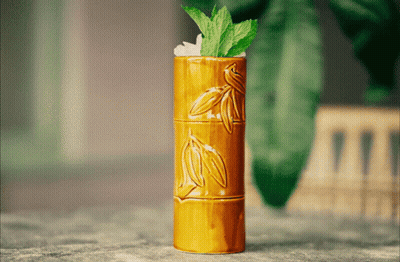 Bamboo Cup With Ice And Mint GIF