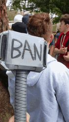 Ban Hammer Head Boy Turn Around GIF