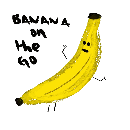 Banana Face Drawing With Banana Text Sticker
