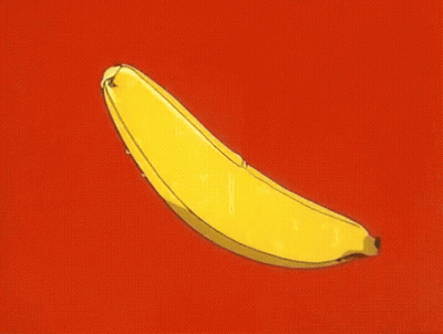 Banana Flying In Front Of Sunburst Background GIF