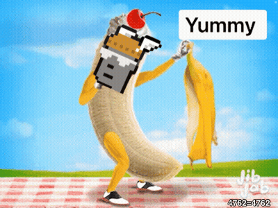 Banana Holding Milkshake With Cherry Saying Yummy GIF