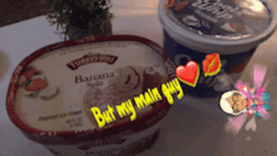 Banana Ice Cream Next To Whipped Cream GIF