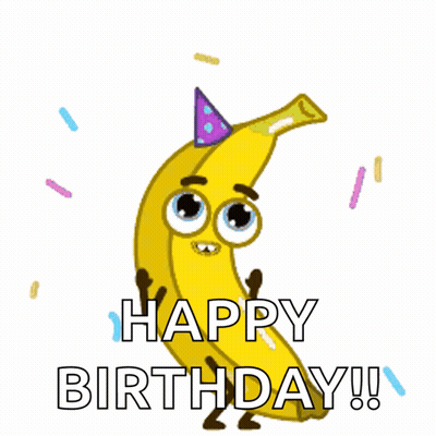 Banana In Party Hat Saying Happy Birthday GIF