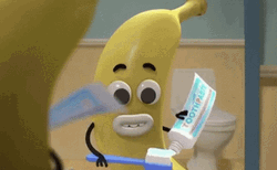 Banana Joe Brushing Teeth GIF