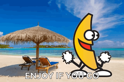 Banana On Beach Enjoy If You Go Below GIF